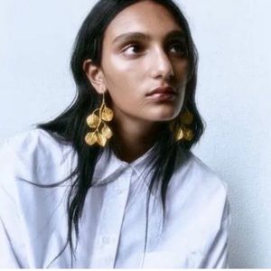 ZARA Gold Leaf Drop Earrings